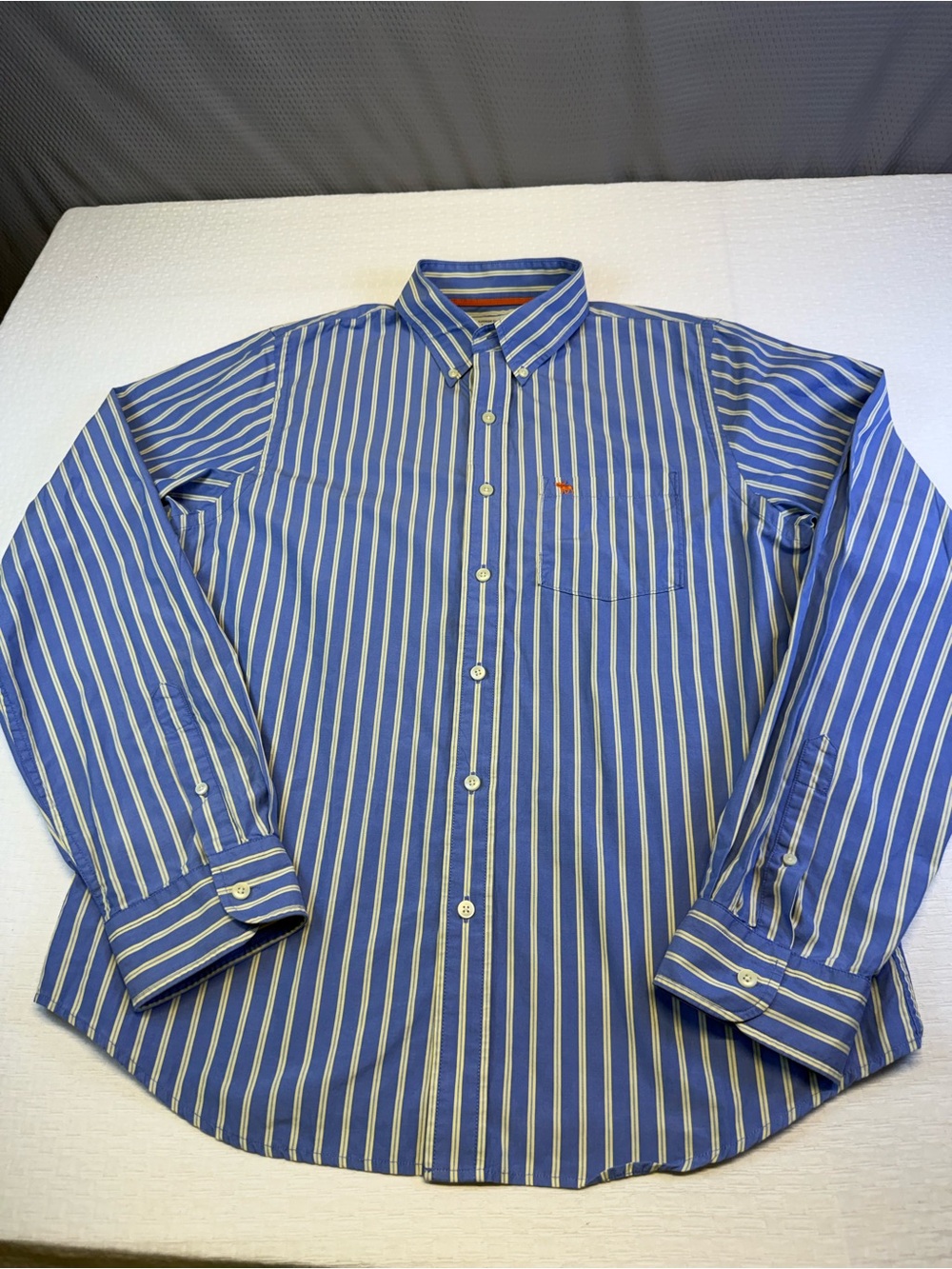Abercrombie & Fitch Blue and White Striped Button-Down  Shirt Size XXL